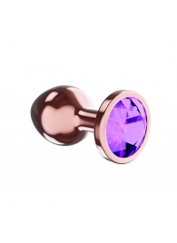 Пробка цвета розового золота с фиолетовым кристаллом Diamond Amethyst Shine S - 7,2 см. - Lola Games - купить с доставкой в Салавате