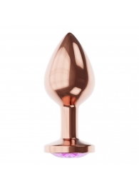 Пробка цвета розового золота с фиолетовым кристаллом Diamond Amethyst Shine S - 7,2 см. - Lola Games - купить с доставкой в Салавате