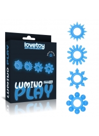 Набор из 4 голубых, светящихся в темноте эрекционных колец Lumino Play - Lovetoy - в Салавате купить с доставкой