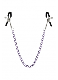 Зажимы для сосков с фиолетовой цепочкой Sweet Caress Nipple Chain - Sweet Caress - купить с доставкой в Салавате