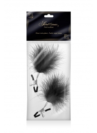 Зажимы на соски с черными пуховыми кисточками Sweet Caress Feather Nipple Clumps - Sweet Caress - купить с доставкой в Салавате