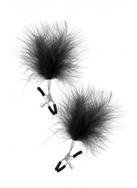 Зажимы на соски с черными пуховыми кисточками Sweet Caress Feather Nipple Clumps - Sweet Caress - купить с доставкой в Салавате