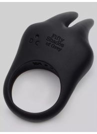 Черное эрекционное виброкольцо Sensation Rechargeable Vibrating Rabbit Love Ring - Fifty Shades of Grey - в Салавате купить с доставкой