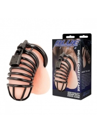 Черная металлическая клетка с замком Deluxe Chastity Cage - BlueLine - купить с доставкой в Салавате