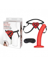 Красный поясной фаллоимитатор Red Heart Strap on Harness   5in Dildo Set - 12,25 см. - Lux Fetish - купить с доставкой в Салавате