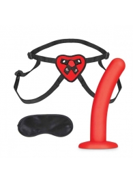 Красный поясной фаллоимитатор Red Heart Strap on Harness   5in Dildo Set - 12,25 см. - Lux Fetish - купить с доставкой в Салавате