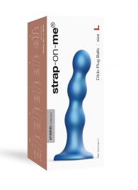 Голубая насадка Strap-On-Me Dildo Plug Balls size L - Strap-on-me - купить с доставкой в Салавате