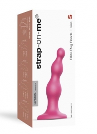 Розовая насадка Strap-On-Me Dildo Plug Beads size S - Strap-on-me - купить с доставкой в Салавате