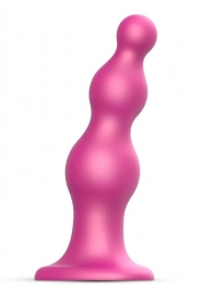 Розовая насадка Strap-On-Me Dildo Plug Beads size S - Strap-on-me - купить с доставкой в Салавате
