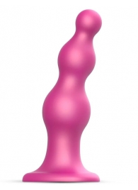 Розовая насадка Strap-On-Me Dildo Plug Beads size L - Strap-on-me - купить с доставкой в Салавате