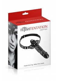 Черный кляп-фаллоимитатор Double Penis Gag - Fetish Tentation - купить с доставкой в Салавате