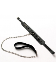 Черный ошейник с шипами и поводком - Crazy Handmade - купить с доставкой в Салавате