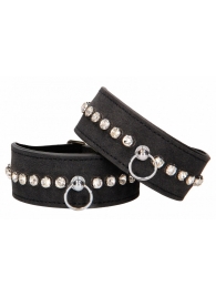 Черные наручники Diamond Studded Wrist Cuffs - Shots Media BV - купить с доставкой в Салавате