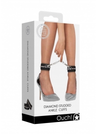 Черные поножи Diamond Studded Ankle Cuffs - Shots Media BV - купить с доставкой в Салавате