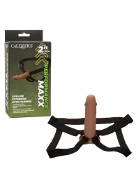 Коричневый фаллопротез Life-Like Extension with Harness - 17,75 см. - California Exotic Novelties - купить с доставкой в Салавате