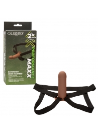 Коричневый фаллопротез из силикона Extension with Harness - 15,75 см. - California Exotic Novelties - купить с доставкой в Салавате