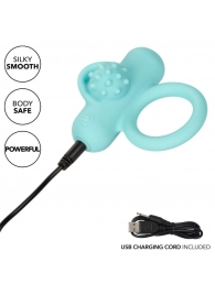 Аквамариновое эрекционное виброкольцо Silicone Rechargeable Nubby Lover’s Delight - California Exotic Novelties - в Салавате купить с доставкой