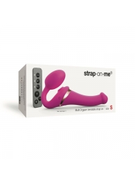 Ярко-розовый безремневой страпон Multi Orgasm Size S с клиторальной стимуляцией - Strap-on-me - купить с доставкой в Салавате