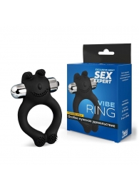 Черное силиконовое эрекционное виброкольцо Sex Expert - Sex Expert - в Салавате купить с доставкой