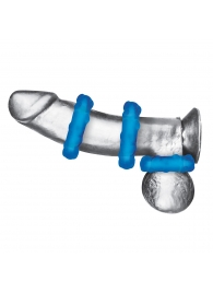 Комплект из трех голубых эрекционных колец 3-Pack Ribbed Rider Cock Ring Set - BlueLine - в Салавате купить с доставкой