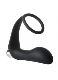 Черное эрекционное кольцо с вибропробкой Vibrating Anal Plug With Cockring - Dream Toys - в Салавате купить с доставкой