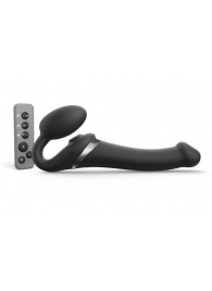 Черный безремневой страпон Multi Orgasm Size M с клиторальной стимуляцией - Strap-on-me - купить с доставкой в Салавате