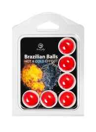 Набор из 6 шариков с массажным маслом Brazilian Balls с охлаждающим и разогревающим эффектом - Secret Play - купить с доставкой в Салавате