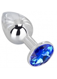 Анальное украшение BUTT PLUG  Small с синим кристаллом - 7 см. - Anal Jewelry Plug - купить с доставкой в Салавате