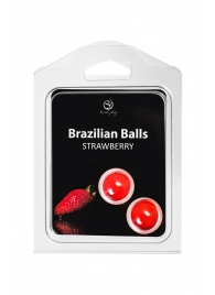 Набор из 2 шариков с массажным маслом Brazilian Balls с ароматом клубники - Secret Play - купить с доставкой в Салавате