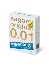 Увлажнённые презервативы Sagami Original 0.01 Extra Lub - 2 шт. - Sagami - купить с доставкой в Салавате