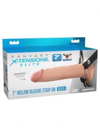 Телесный полый страпон на черных ремнях Hollow Silicone Strap-on - 17,8 см. - Pipedream - купить с доставкой в Салавате