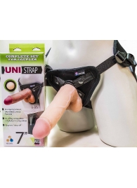 Страпон-унисекс с двумя насадками UNI strap 7  Harness - 19 и 16 см. - LOVETOY (А-Полимер) - купить с доставкой в Салавате