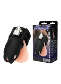 Черная клетка для пениса Silicone Small 2 in Cock Cage With Ball Divider - BlueLine - купить с доставкой в Салавате