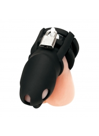 Черная клетка для пениса Silicone Small 2 in Cock Cage With Ball Divider - BlueLine - купить с доставкой в Салавате
