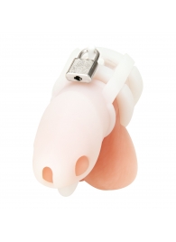 Белая клетка для пениса Silicone Small 2 in Cock Cage With Ball Divider - BlueLine - купить с доставкой в Салавате