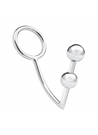 Кольцо на пенис с анальным стимулятором Two Bead Stainless Steel Anal Hook   Cock Ring - BlueLine - в Салавате купить с доставкой