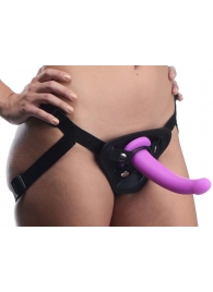 Лиловый поясной страпон Navigator Silicone G-Spot Dildo with Harness - 17,8 см. - XR Brands - купить с доставкой в Салавате