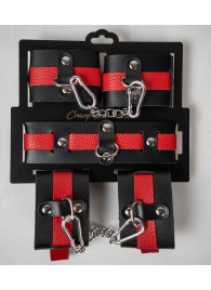 Черно-красный набор фиксаций: наручники, оковы и ошейник - Crazy Handmade - купить с доставкой в Салавате