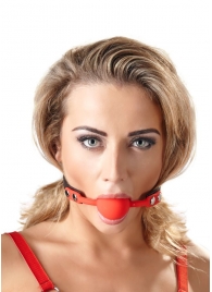 Силиконовый кляп-шар на чёрных ремешках Red Gag silicone - Orion - купить с доставкой в Салавате