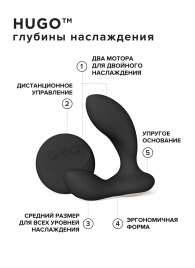 Черный вибромассажер простаты с пультом ДУ Hugo 2 Remote - Lelo - в Салавате купить с доставкой