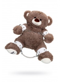 Бондажный набор: бурый мишка с белыми оковами и наручниками - Pecado - купить с доставкой в Салавате