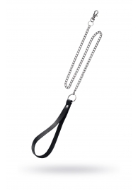 Поводок с ручкой из черной натуральной кожи и карабином для ошейника - Pecado - купить с доставкой в Салавате
