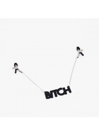 Зажимы на соски с кожаной подвеской Bitch - Crazy Handmade - купить с доставкой в Салавате