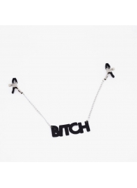 Зажимы на соски с кожаной подвеской Bitch - Crazy Handmade - купить с доставкой в Салавате
