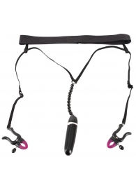 Женские вибростринги с зажимами для половых губ Spreader String with Vibrator - Orion - купить с доставкой в Салавате