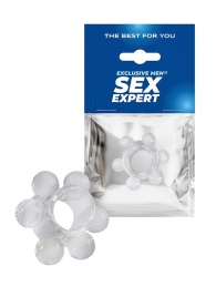 Прозрачное эрекционное кольцо с 6 стимулирующими шариками - Sex Expert - в Салавате купить с доставкой