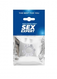 Прозрачное эрекционное кольцо с шариками и шипами - Sex Expert - в Салавате купить с доставкой