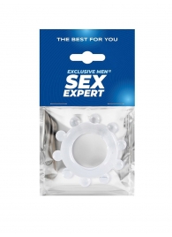 Прозрачное эрекционное кольцо со стимулирующими шариками - Sex Expert - в Салавате купить с доставкой