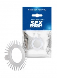Эластичное эрекционное кольцо с шипиками и шариком - Sex Expert - в Салавате купить с доставкой