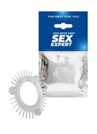 Эластичное эрекционное кольцо с 3 шариками и шипами - Sex Expert - в Салавате купить с доставкой